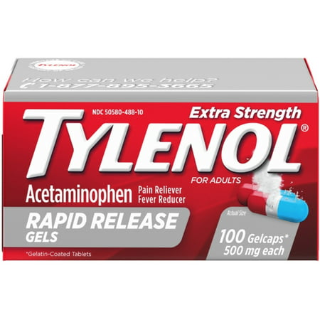 TYLENOL Extra Strength Rapid Release Gelcaps 500mg 100 ea (Pack of 3)