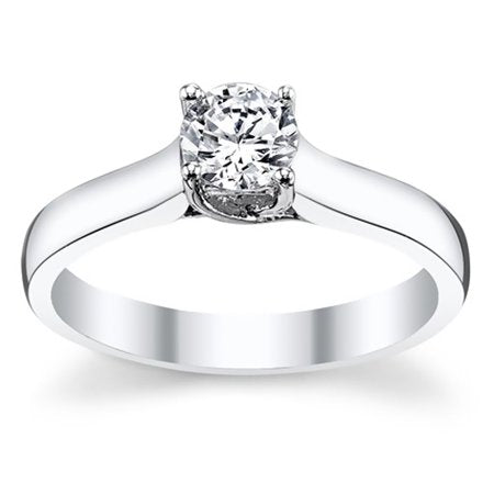 Platinum Round Cut Diamond Solitaire Ring 0.50 cttw. (G Color, VS Clarity) Size 12