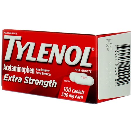Tylenol Extra Strength Caplets For Adults - 100 Ea