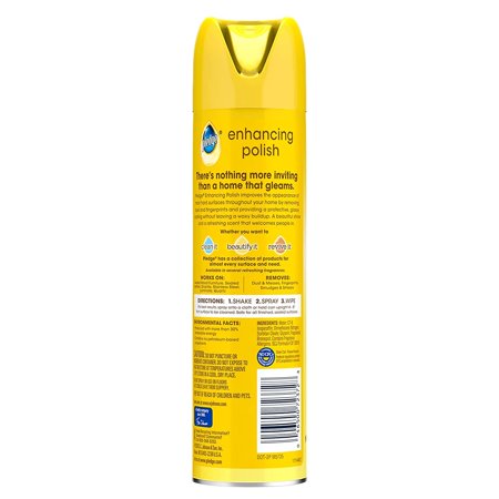 Pledge Beautify It Lemon Enhancing Polish Spray - Removes Dust & Fingerprints. Provides Protective, Glossy Coating 1 Aerosol Spray, 9.7 oz