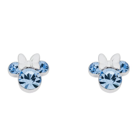 Minnie Mouse December Birthstone Silver-Plated Crystal Stud EarringsDecember - Blue Topaz,