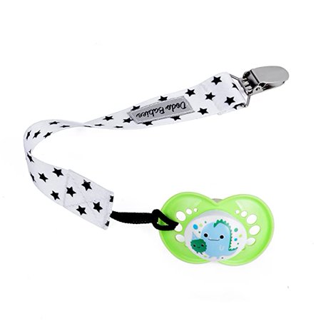 Dodo Babies 4 Pack Pacifier Clips with Pacifier CaseWhite/Baby Blue/Black,