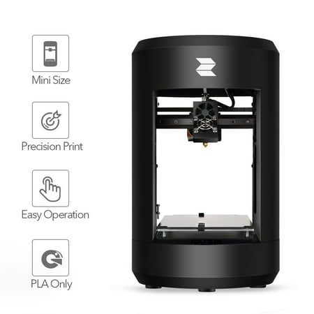 Mini 3D Printer - 3.9"x5.3"x4.7" Build Volume Desktop 3D Printer with Black Metal Body, USB & Flash Drive Connectivity, Includes SD Card, Sample Filaments with Tools, Only Works with PLA 1.75mm