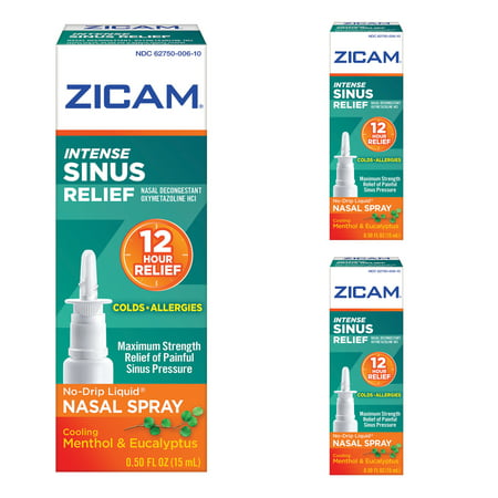 Zicam Intense Sinus Relief Liquid Nasal Spray 0.50 oz (Pack of 3)