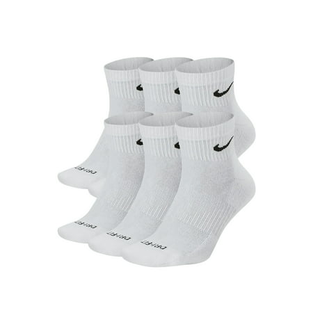 Nike Everyday Plus Cushion Ankle White/Black Socks - 6 Pair Pack SX6899-100, White/Black, M