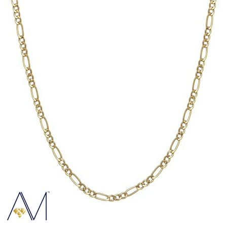 14k Yellow Gold 2mm Figaro Chain Necklace, 16? to 24?, with Lobster Clasp, for Women, Girls, Unisex, (Giftbox Included)