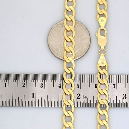 Nuragold 14k Yellow Gold 5.5mm Cuban Curb Link Chain Pendant Necklace, Mens Jewelry with Lobster Clasp 18" - 30"