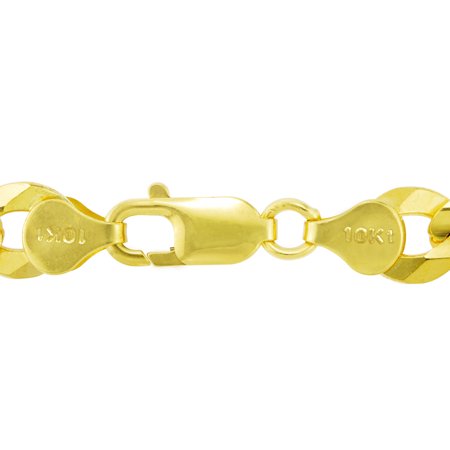 Nuragold 10k Yellow Gold 10mm Solid Cuban Curb Link Chain Bracelet, Mens Jewelry Lobster Clasp 8" 8.5" 9"