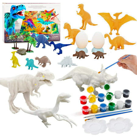 30 PCS Crafts and Arts Set dinosaur Painting Kit, craft paint kit for kids boys, toddler supplies DIY arts and crafts toys, party favors for boys age 4-7 years old, Paint Your Own Dinosaur Animal Set