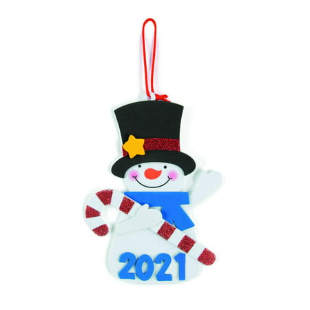 Dated Snowman Ornament Craft Kit, DIY Foam Kids' Crafts, Christmas, Winter, Makes 12