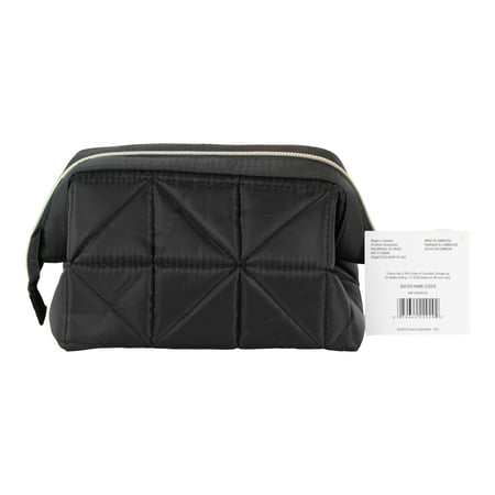 Modella Framed Cosmetic Accessory Case in Quilted Geometric Design & Signature Gold Hardware