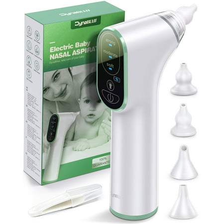 Nasal Aspirator for Baby, DynaBliss Electric Baby Nose Sucker Rechargable Snot Suction for Newborn and Infants,Mucus Booger Remover with 4 Silicone Tips and Adjustable Suction PowerGreen,