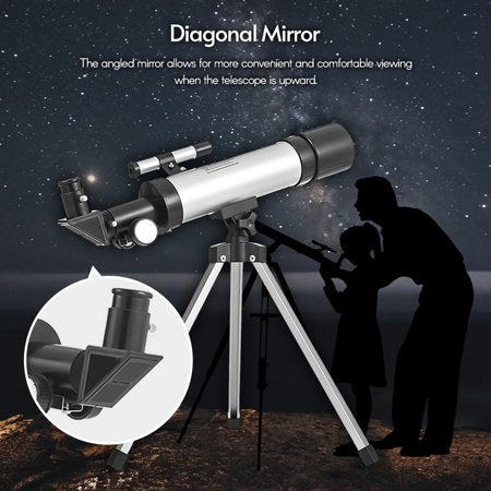 Astronomical Telescope Compact Portable Telescope of 90X Magnification with Finder Scope Adjustable Tripod for Kids Beginners