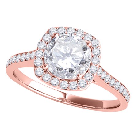 MauliJewels Engagement Rings for Women 1/2 Carat Halo Engagement Diamond Ring Crafted 4-prong 14k Solid Rose Gold Genuine Diamond Wedding Jewelry Collection