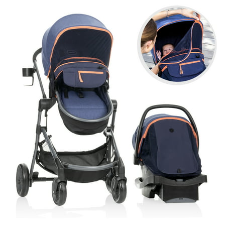 Evenflo Pivot Vizor Travel System with LiteMax Infant Car Seat (Promenade Blue)Promenade Blue,