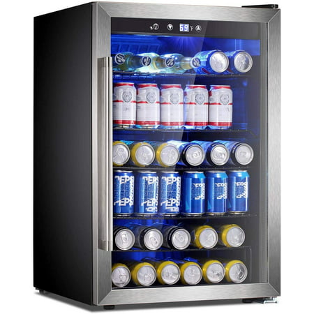 Antarctic Star 4.5cu.ft Beverage Refrigerator Cooler - 145 Can Mini Fridge Glass Door for Soda Beer or Wine Drink Dispenser Clear Front for Home, Office or Bar, Black