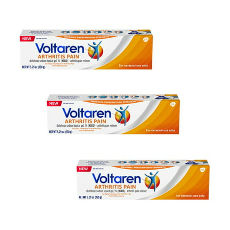 Voltaren Diclofenac Sodium Topical Arthritis Pain Relief Gel Tube, 5.3 Oz, 3 Pack