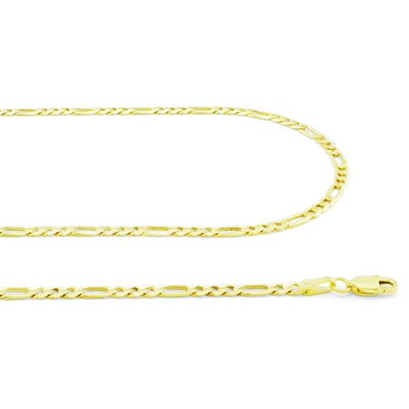 Nuragold 10k Yellow Gold 3.5mm Figaro Chain Link Pendant Necklace, Mens Womens with Lobster Clasp 16" - 30"