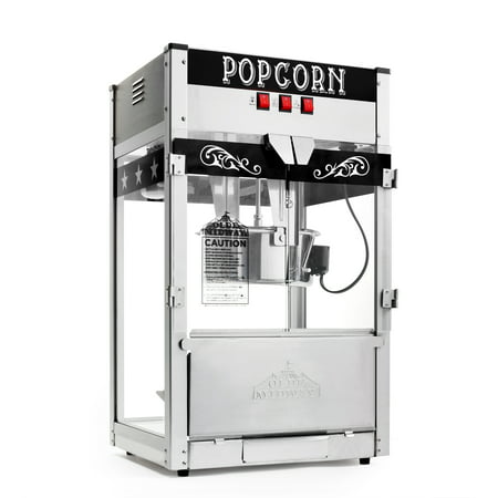 Olde Midway Commercial Popcorn Machine, Bar Style Popper with 12 Ounce Kettle, BlackBlack,
