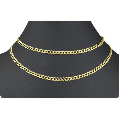 Nuragold 14k Yellow Gold 4mm Solid Cuban Curb Link Chain Pendant Necklace, Mens Womens with Lobster Clasp 16" - 30"