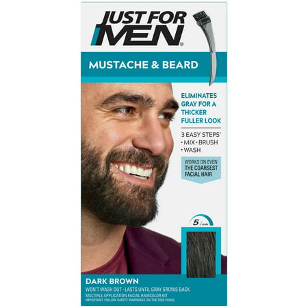 Just For Men Mustache and Beard Coloring for Gray Hair, M-45 Dark Brown, 3 PackDark Brown,