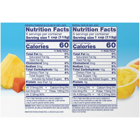Dole Fruit Bowls Variety Pack Tropical Fruit and Pineapple Tidbits in 100% Fruit Juice, 4 Oz Bowls, 12 Cups of Fruit