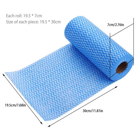 Kyoffiie Disposable Dish Cloth Home Cleaning Towels Dish Rags Multi-Use Wiping Rag Household Supplies(50Pcs/Roll)Blue,