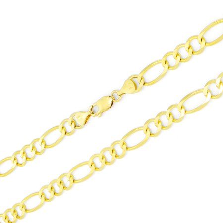 Nuragold 10k Yellow Gold 7.5mm Solid Figaro Chain Link Pendant Necklace, Mens Jewelry with Lobster Clasp 20" - 30"