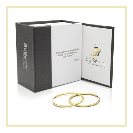 BEBERLINI Hoop Earrings 30 mm 14K Gold Filled Large Hip Hop Hoops Fashion Ear Jewelry for Adult Female Teen Girls 2 mm Thick, 30 mm