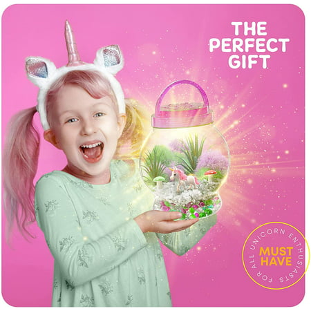 Dan&Darci Light-Up Unicorn Terrarium Kit for Kids - Kids Birthday Gifts for Kids - Best Unicorn Toys & Activities Kits Presents - Arts & Crafts Stuff for Little Girls & Boys Age 4-12 Girl Gift
