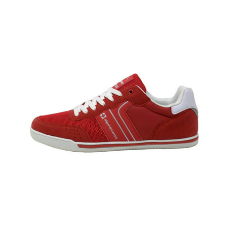 Alpine Swiss Liam Mens Fashion Sneakers Suede Trim Low Top Lace Up Tennis ShoesRed,