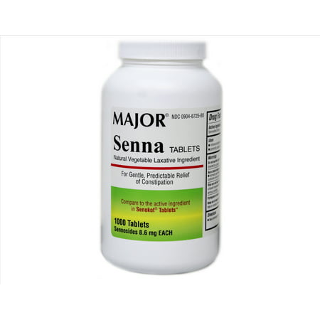 Major Pharmaceuticals Senna Natural Vegetable Laxative 8.6mg Tablets, 1000 Count