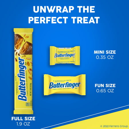 Butterfinger, Chocolatey, Peanut-Buttery, Fun Size Candy Bars, 19.8 oz each, Single Jumbo Bag