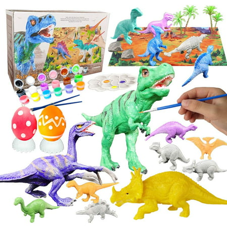 LNGOOR 3D Painting Dinosaurs 30PCS,Kids Crafts and Arts Dinosaur Painting Kit Paint for Birthday Gifts for Boys Girls Age 4 5 6 7 8 Years Old