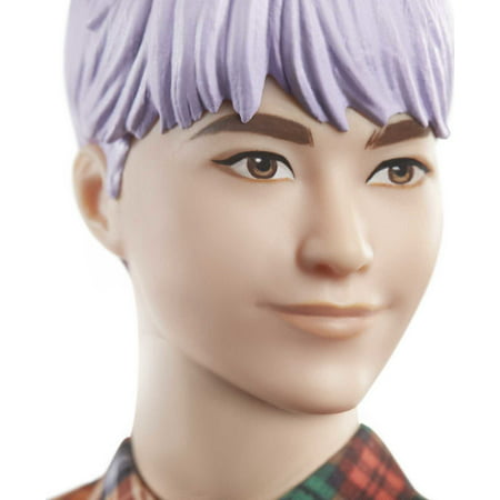 Barbie Ken Fashionistas Doll #154, Sculpted Purple Hair & Plaid Shirt