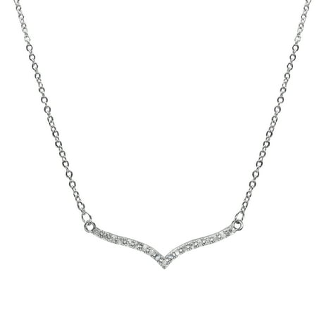 SuperJeweler 1/5 Carat Curved V Diamond Necklace, 17 Inches for Women