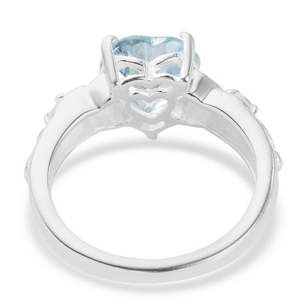 Shop LC Women 925 Sterling Silver Heart Blue Skyblue Topaz White Topaz Ring Size 11 Ct 1.7, Heart, 11