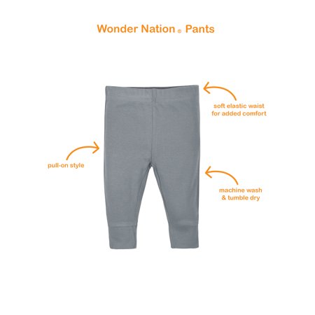 Wonder Nation Baby Boy Active Pants with Cuff, 6-Pack (Newborn- 24M), BEAR/ANIMALS, Newborn
