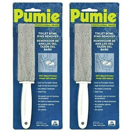 Pumie, Pack of 2, Toilet Bowl Ring Remover TBR-6, Natural Pumice Stone with Handle, Removes Unsightly Toilet Rings, Stains from Toilets, Sinks, Tubs & Showers, Safe for Porcelain, Pack of 2