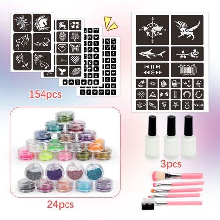 Dikence Girls Gifts for 7 8 9 10 Year Old Boy Glitter Tattoos for Kids Art and Crafts Kit Face Temporary Tattoo Kit for 7-12 Year Olds Glitter Tattoo Stencils Makeup Set for Children Birthday Presents