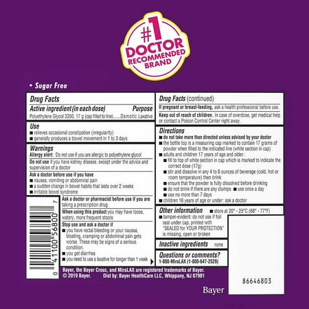 Miralax Powder Laxative, 45 Doses 26.9 oz (Pack of 2)