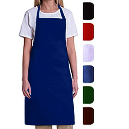 MHF Aprons Bib Apron with Pockets, Royal Blue, Royal Blue, L