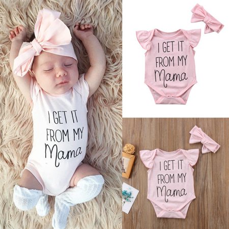 Newborn Baby Girls Floral Romper Bodysuit Jumpsuit Headband Outfits Clothes Set, Pink, 12-18 Months