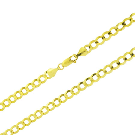 Nuragold 14k Yellow Gold 6mm Solid Cuban Curb Link Chain Pendant Necklace, Mens Womens with Lobster Clasp 16" - 30"