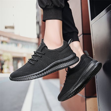 Tvtaop Men Shoes Slip on Sneakers Casual Walking Shoes Breathable Mesh Sport Athletic Shoes Lightweight, Black, 11