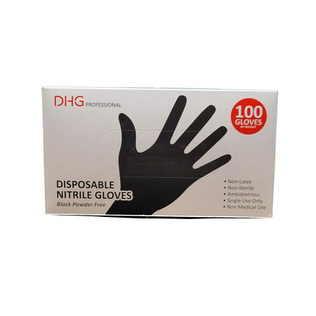 Latex Free Powder Free Black Nitrile Disposable Gloves, Food Handling, Cleaning Gloves Size L 100 Count, L