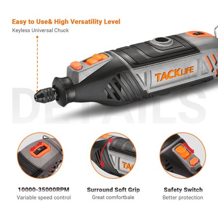 TACKLIFE Rotary Tool Kit, 135W Powerful Variable Speed Motor, 150pcs Accessories, Keyless Chuck & Flex Shaft, and Carrying Case, Perfect For Crafting & DIY Projects - RTSL50AC