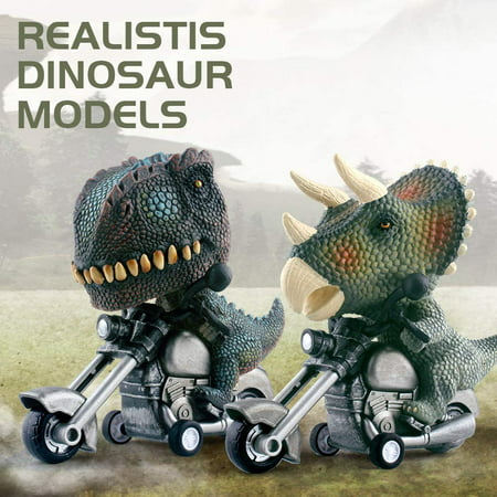 ANTIC DUCK Dinosaur Toy Cars 2 Pack Motorcycle Play Vehicle Toys for Kids Age 3,4,5,6 Boys Party Gifts