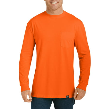 Genuine Dickies Long Sleeve Pullover Crew Neck Relaxed Fit T-Shirt (Men's), Orange, M