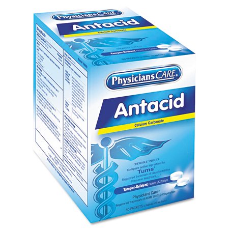 PhysiciansCare Antacid Calcium Carbonate Medication Two-Pack 50 Packs/Box 90089